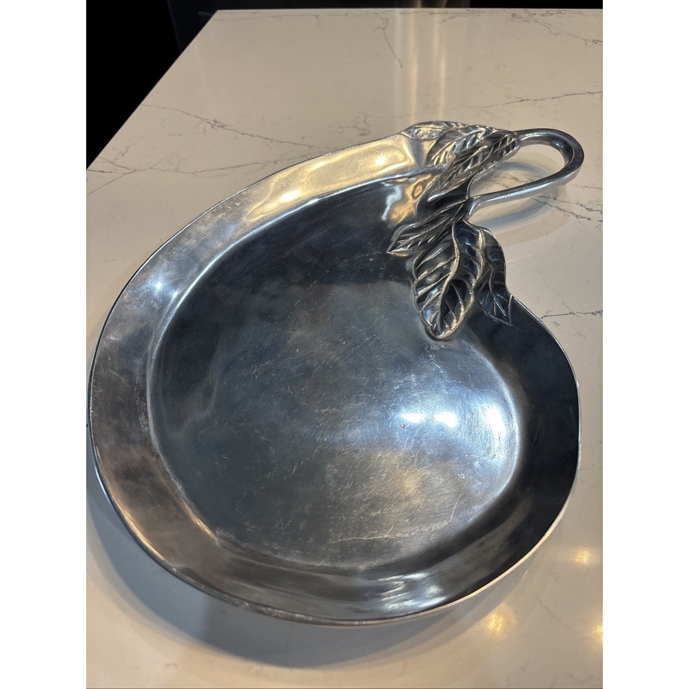 Vintage EUROCRAFT, INC Silver Plate 16X11 Pattern Oval Platter Tray Leaves Heavy - Picture 1 of 8